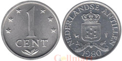Нидерландские Антильские острова. 1 цент 1980 год. Герб.