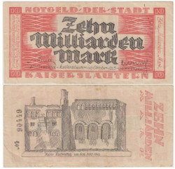 Бона. Германия. Кайзерслаутерн 10 миллиардов (10.000.000.000) марок 1923 год. Нотгельд. (VF)
