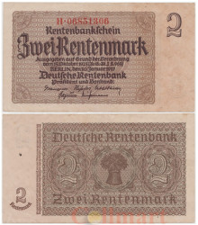 Бона. Германия (Веймарская республика) 2 рентмарки 1937 год. Сноп пшеницы. P-174b.3 (VF)