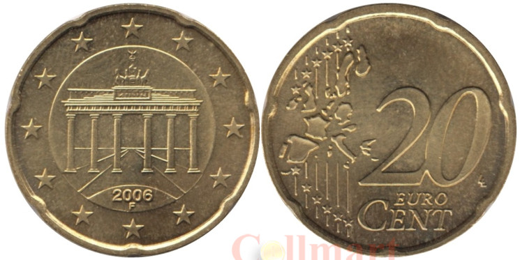  Германия. 20 евроцентов 2006 год. Бранденбургские ворота. (F) 