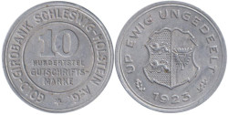 Германия. Шлезвиг-Гольштейн. 10/100 марок 1923 год. Нотгельд.