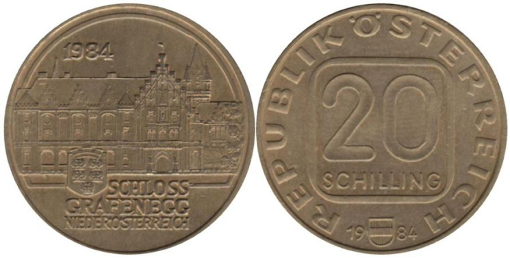  Австрия. 20 шиллингов 1984 год. Дворец Графенег. 