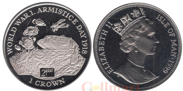  Остров Мэн. 1 крона 1999 год. 80 лет Дню перемирия. 