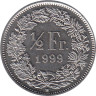  Швейцария. 1/2 франка 1999 год. Гельвеция. 