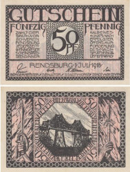 Бона. Германия. Рендсбург 50 пфеннигов 1918 год. Нотгельд. (XF)