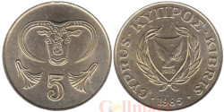 Кипр. 5 центов 1985 год. Бык.