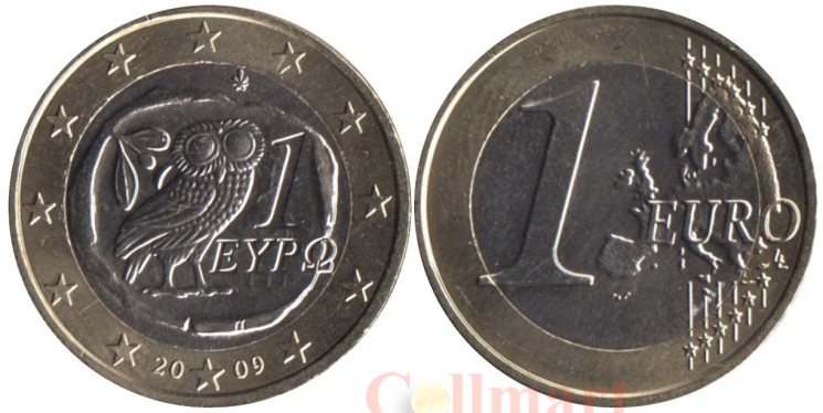  Греция. 1 евро 2009 год. Сова. 