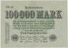  Бона. Веймарская республика 100.000 марок 1923 год. (XF) 