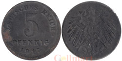 Германская империя. 5 пфеннигов 1917 год. (J)