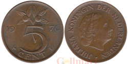 Нидерланды. 5 центов 1976 год. Королева Юлиана.