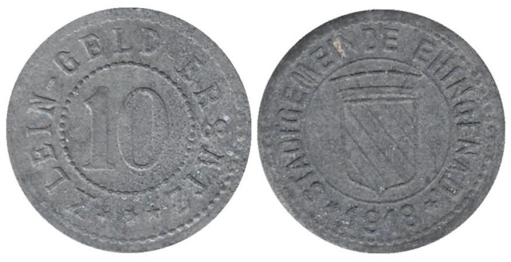  Германия. Эхинген. 10 пфеннигов 1918 год. Нотгельд. 