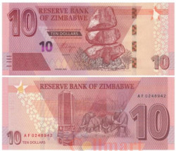Бона. Зимбабве 10 долларов 2020 год. Мыс буйволов. (Пресс)