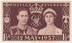 Марка. Великобритания. Король Георг VI и королева Елизавета.