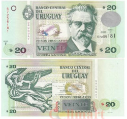 Бона. Уругвай 20 песо 2011 год. Хуан Зоррилья де Сан Мартин. (Пресс)