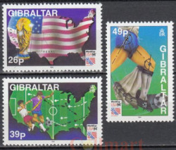 Набор марок. Гибралтар 1994 год. Чемпионат мира по футболу 1994 года, США. (3 марки)