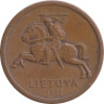  Литва. 10 центов 1991 год. Герб Литвы - Витис. 