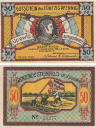 Бона. Германия. Штайнфельд (Шлезвиг) 50 пфеннигов 1920 год (вариант 2). Нотгельд. (XF)