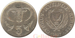 Кипр. 5 центов 1987 год. Бык.