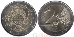Нидерланды. 2 евро 2012 год. 10 лет наличному обращению евро.