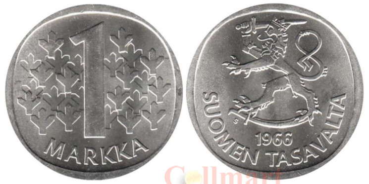 Финляндия. 1 марка 1966 год. 