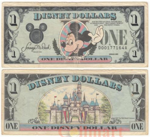 Бона. США 1 дисней-доллар 1989 год. Мир Уолта Диснея - Микки Маус. (F)  