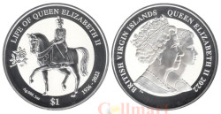 Британские Виргинские острова. 1 доллар 2022 год. Жизнь Королевы Елизаветы II - Королева на коне.