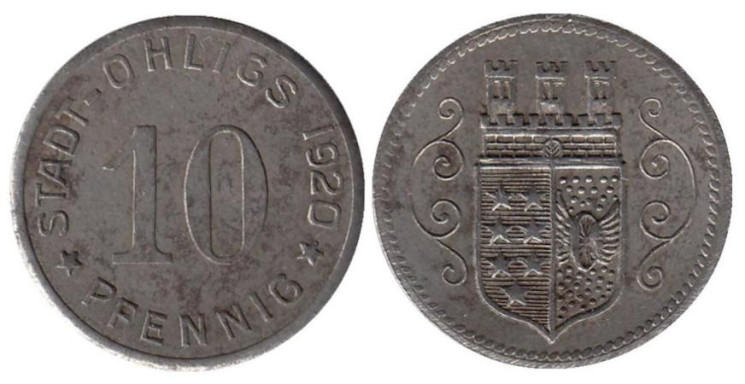  Германия. Олигс. 10 пфеннигов 1920 год. Нотгельд. 