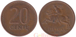 Литва. 20 центов 1991 год.