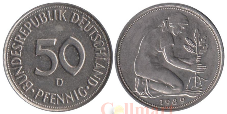  ФРГ. 50 пфеннигов 1989 год. (D) 