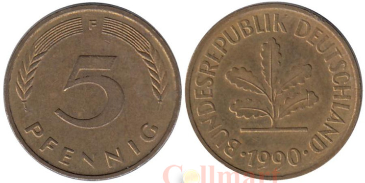  ФРГ. 5 пфеннигов 1990 год. (F) 