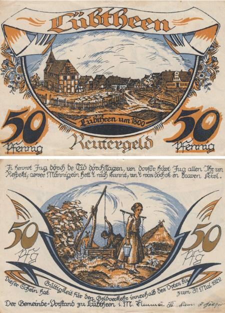  Бона. Германия. Любтен 50 пфеннигов 1922 год. Нотгельд. (VF) 