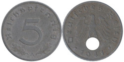 Германия - Третий рейх. 5 рейхспфеннигов 1941 год. (A)