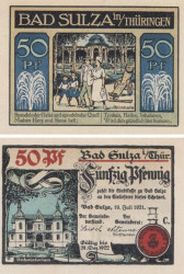 Бона. Германия. Бад-Зульца 50 пфеннигов 1921 год (серия C). Нотгельд. (XF)