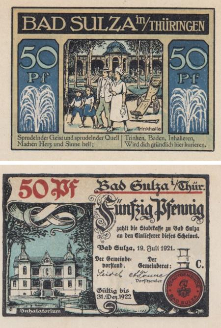  Бона. Германия. Бад-Зульца 50 пфеннигов 1921 год (серия C). Нотгельд. (XF) 