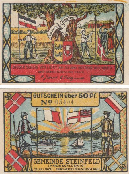  Бона. Германия. Штайнфельд (Шлезвиг) 50 пфеннигов 1920 год (вариант 3). Нотгельд. (XF) 