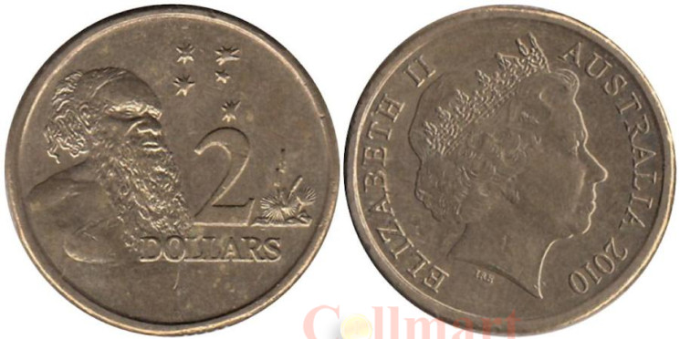  Австралия. 2 доллара 2010 год. Абориген. 