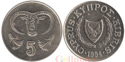 Кипр. 5 центов 1994 год. Бык.