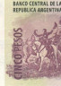  Бона. Аргентина 5 конвертируемых песо 2003 год. Хосе де Сан-Мартин. P-353a(5) (XF) 