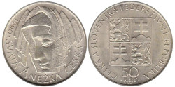 Чехословакия. 50 крон 1990 год. Агнесса Чешская.