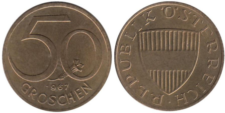  Австрия. 50 грошей 1967 год. 