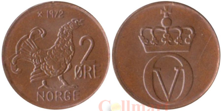  Норвегия. 2 эре 1972 год. Глухарь. 