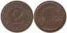  Веймарская республика. 2 рентенпфеннига 1924 год. (D) 