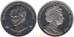 Южная Георгия. 2 фунта 2002 год. Диана, Принцесса Уэльская.