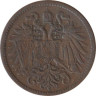  Австрия. 2 геллера 1908 год. 