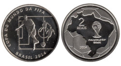 Бразилия. 2 реала 2014 год. Чемпионат мира по футболу 2014 - Пас.