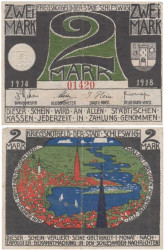 Бона. Германия. Шлезвиг 2 марки 1918 год. Нотгельд. (F)