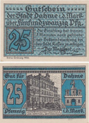 Бона. Германия. Даме (Марк) 25 пфеннигов 1920 год. Нотгельд. (XF)