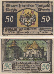 Бона. Германия. Виссельхёведе 50 пфеннигов 1921 год. Нотгельд. (XF)