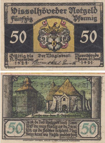  Бона. Германия. Виссельхёведе 50 пфеннигов 1921 год. Нотгельд. (XF) 