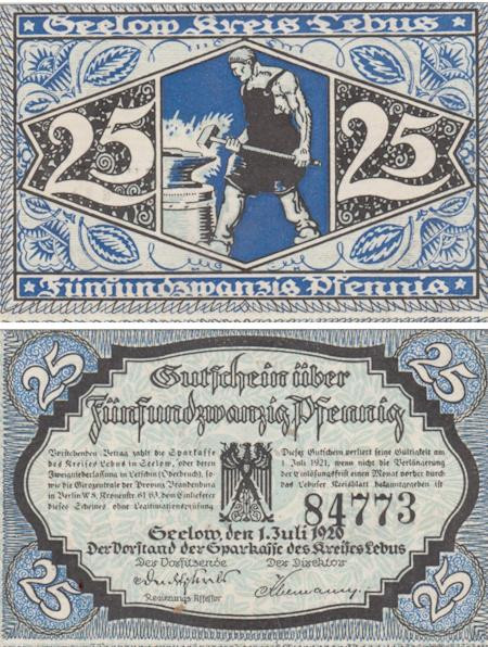  Бона. Германия. Лебус 25 пфеннигов 1920 год. Нотгельд. (XF) 